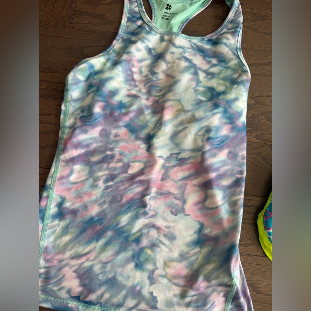 Girls athletic lot Sz Large 10/12 tank top w/bra shorts colorful summer sports - Picture 4 of 16